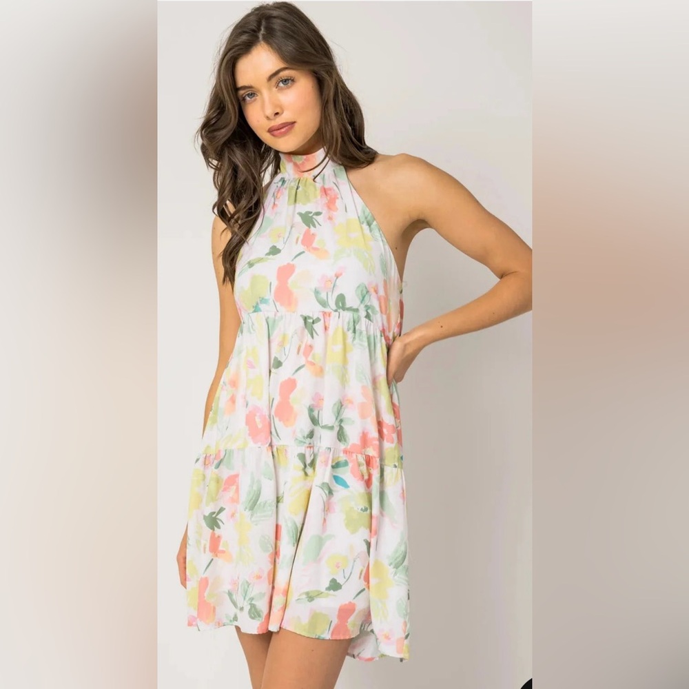 NWT Women’s Halter Neck Floral Mini Dress | Summer Boho Sundress| Sizes S-L